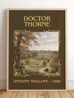 Doctor Thorne Classic Book Art Print by Anthony Trollope – framed print leaning on a wooden floor