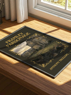 Framley Parsonage Classic Book Art Print by Anthony Trollope – print on a sunlit desk