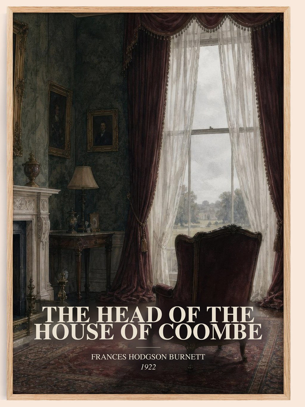 The Head Of The House Of Coombe watercolour book poster by Frances Hodgson Burnett – framed literary art print