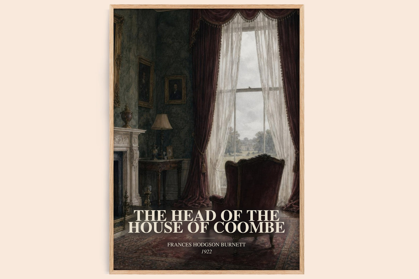The Head Of The House Of Coombe watercolour book poster by Frances Hodgson Burnett – framed literary art print