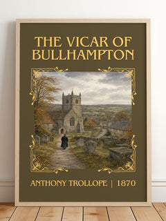 The Vicar Of Bullhampton Classic Book Art Print by Anthony Trollope – framed print leaning on a wooden floor