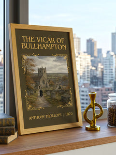 The Vicar Of Bullhampton Classic Book Art Print by Anthony Trollope – framed print on a city-view windowsill