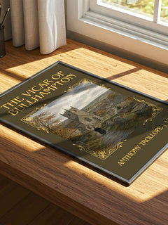 The Vicar Of Bullhampton Classic Book Art Print by Anthony Trollope – print on a sunlit desk