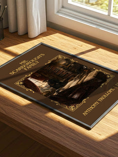 Mr. Scarborough'S Family Classic Book Art Print by Anthony Trollope – print on a sunlit desk