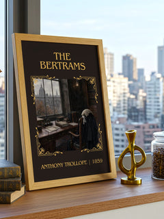 The Bertrams Classic Book Art Print by Anthony Trollope – framed print on a city-view windowsill
