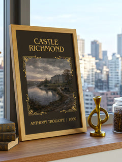 Castle Richmond Classic Book Art Print by Anthony Trollope – framed print on a city-view windowsill