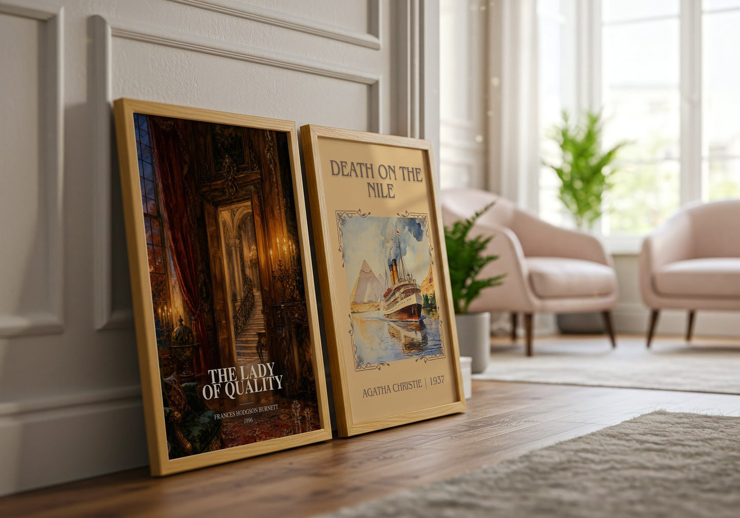 The Lady Of Quality watercolour print framed by window – literary home decor
