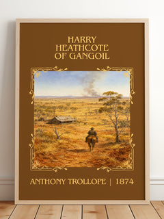 Harry Heathcote Of Gangoil Classic Book Art Print by Anthony Trollope – framed print leaning on a wooden floor