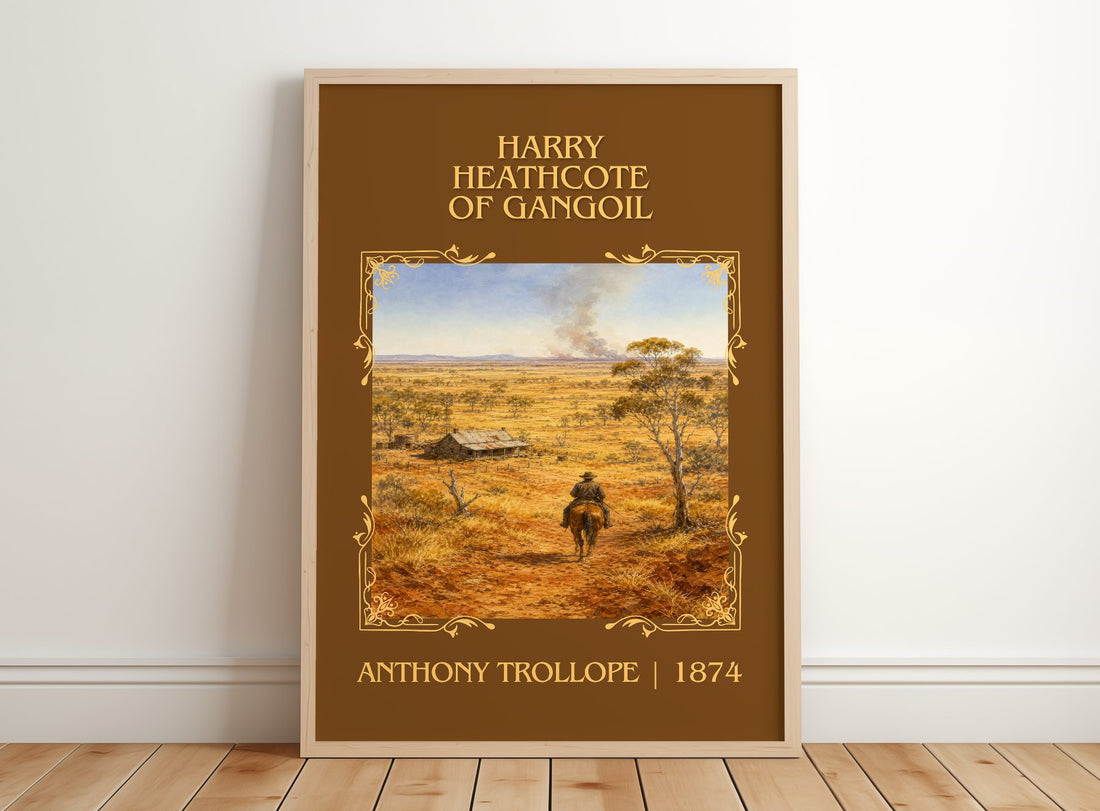 Harry Heathcote Of Gangoil Classic Book Art Print by Anthony Trollope – framed print leaning on a wooden floor