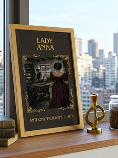 Lady Anna Classic Book Art Print by Anthony Trollope – framed print on a city-view windowsill