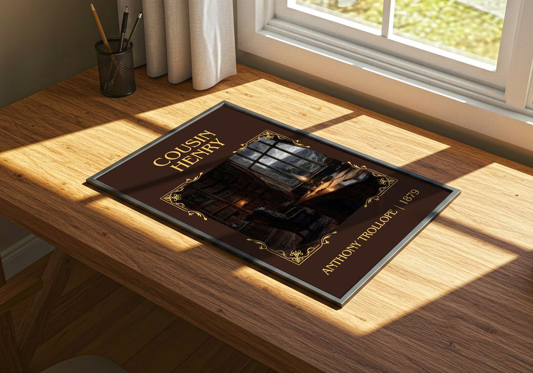 Cousin Henry Classic Book Art Print by Anthony Trollope – print on a sunlit desk
