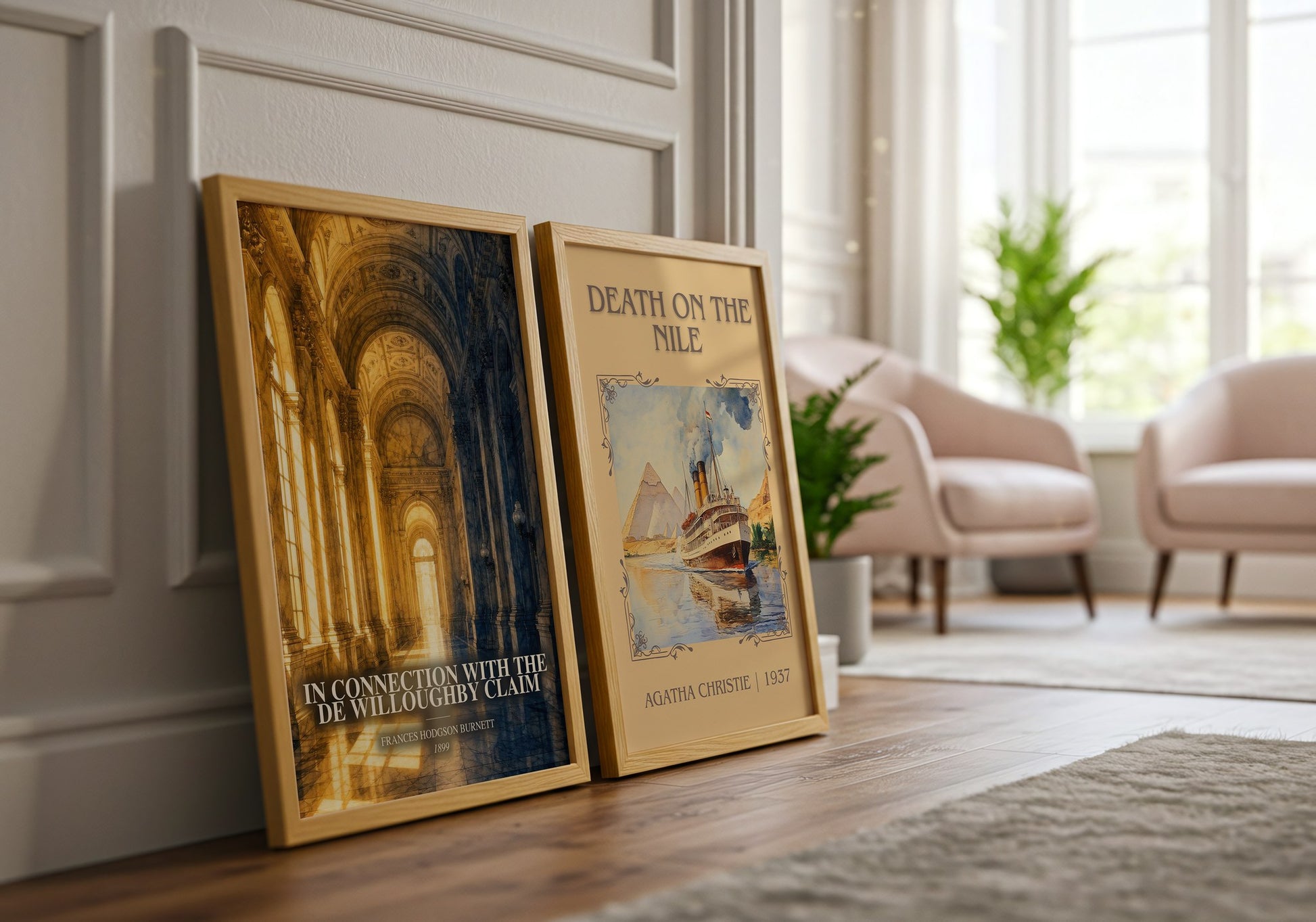 In Connection With The De Willoughby Claim watercolour print framed by window – literary home decor