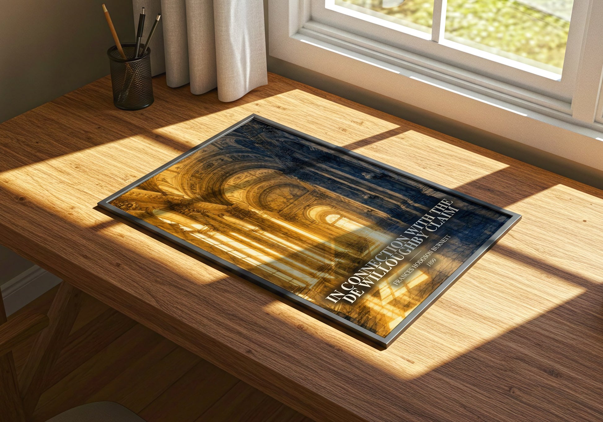 In Connection With The De Willoughby Claim watercolour book poster framed on wall – historical fiction wall art