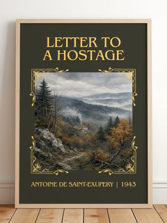 Letter To A Hostage Classic Book Art Print by Antoine De Saint-Exupery – framed print leaning on a wooden floor