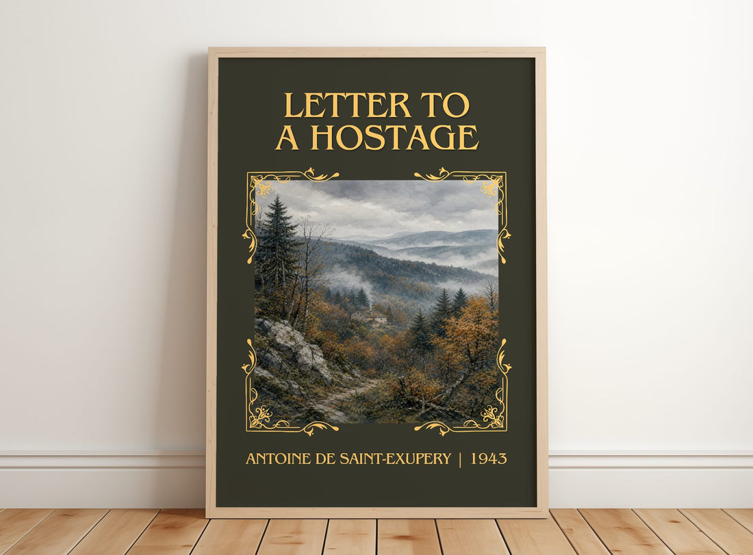 Letter To A Hostage Classic Book Art Print by Antoine De Saint-Exupery – framed print leaning on a wooden floor