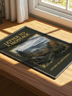 Letter To A Hostage Classic Book Art Print by Antoine De Saint-Exupery – print on a sunlit desk