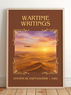 Wartime Writings Classic Book Art Print by Antoine De Saint-Exupery – framed print leaning on a wooden floor