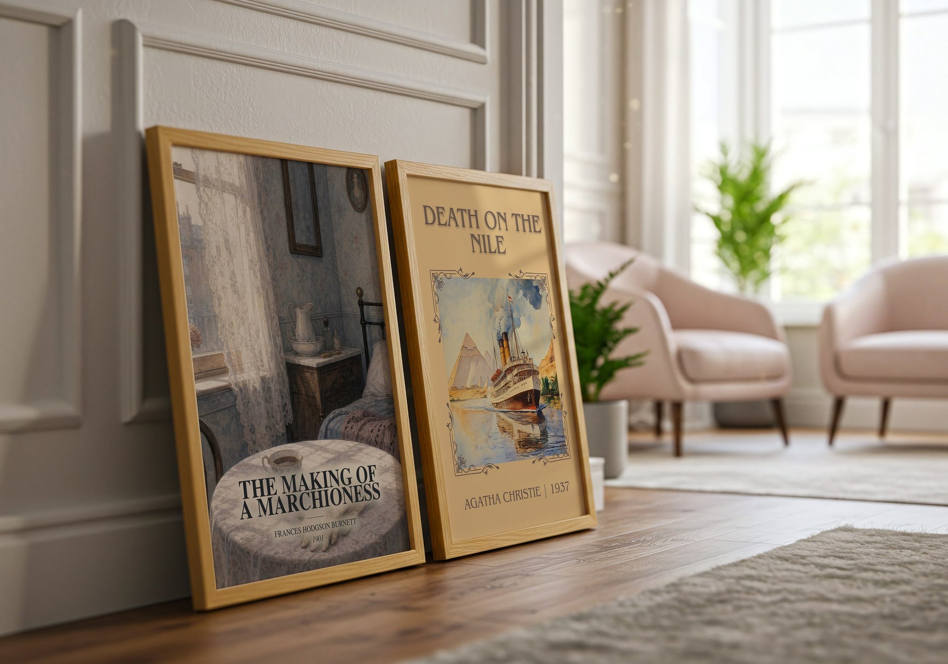 The Making Of A Marchioness watercolour print framed by window – literary home decor