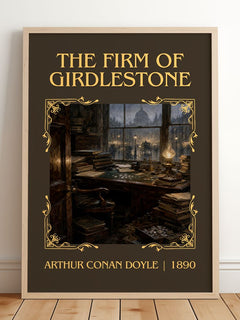 The Firm Of Girdlestone Classic Book Art Print by Arthur Conan Doyle – framed print leaning on a wooden floor