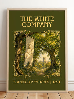 The White Company Classic Book Art Print by Arthur Conan Doyle – framed print leaning on a wooden floor