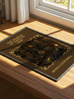 The Doings Of Raffles Haw Classic Book Art Print by Arthur Conan Doyle – print on a sunlit desk
