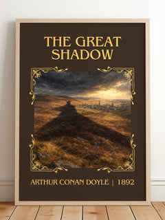 The Great Shadow Classic Book Art Print by Arthur Conan Doyle – framed print leaning on a wooden floor