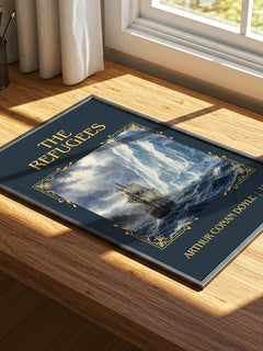 The Refugees Classic Book Art Print by Arthur Conan Doyle – print on a sunlit desk