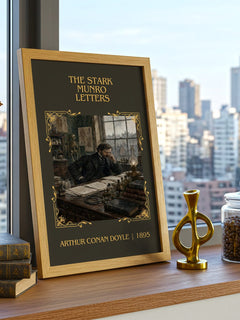 The Stark Munro Letters Classic Book Art Print by Arthur Conan Doyle – framed print on a city-view windowsill