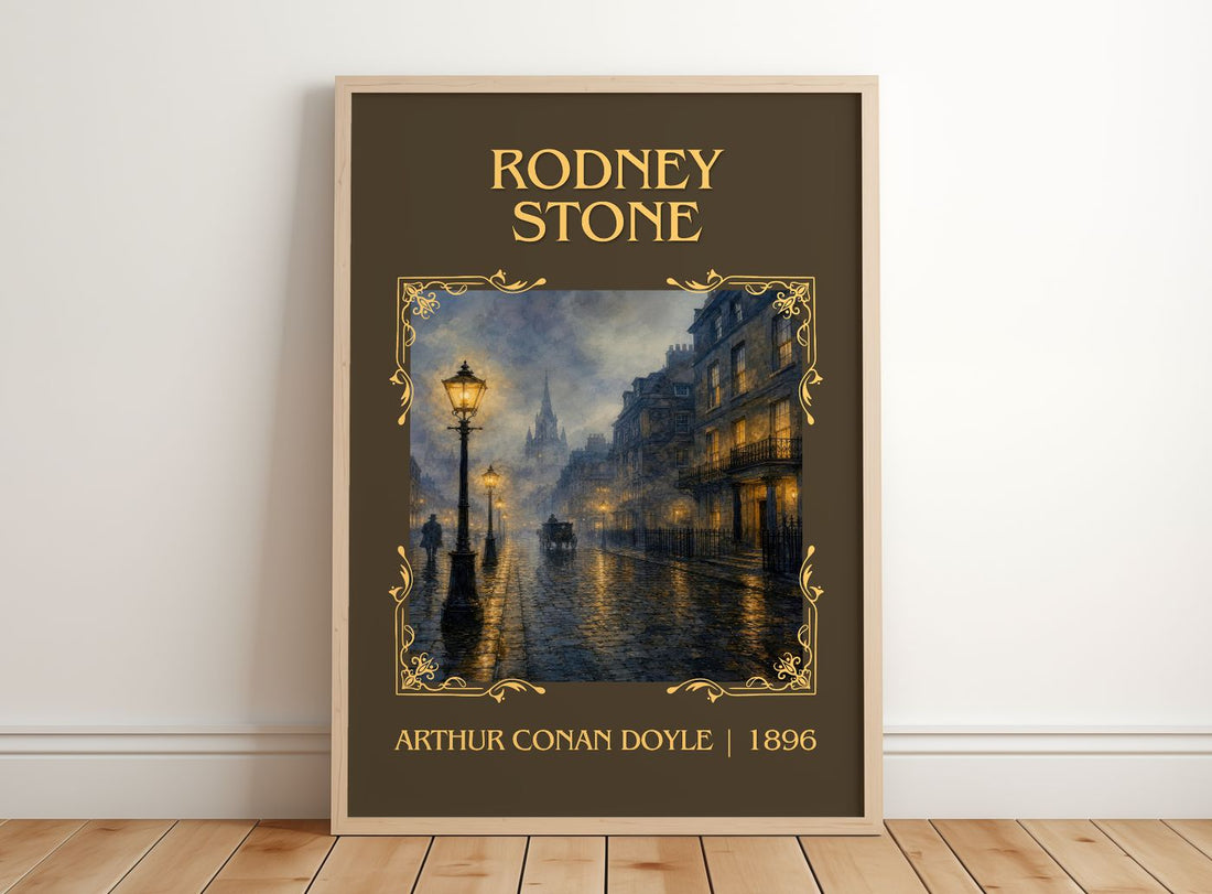 Rodney Stone Classic Book Art Print by Arthur Conan Doyle – framed print leaning on a wooden floor