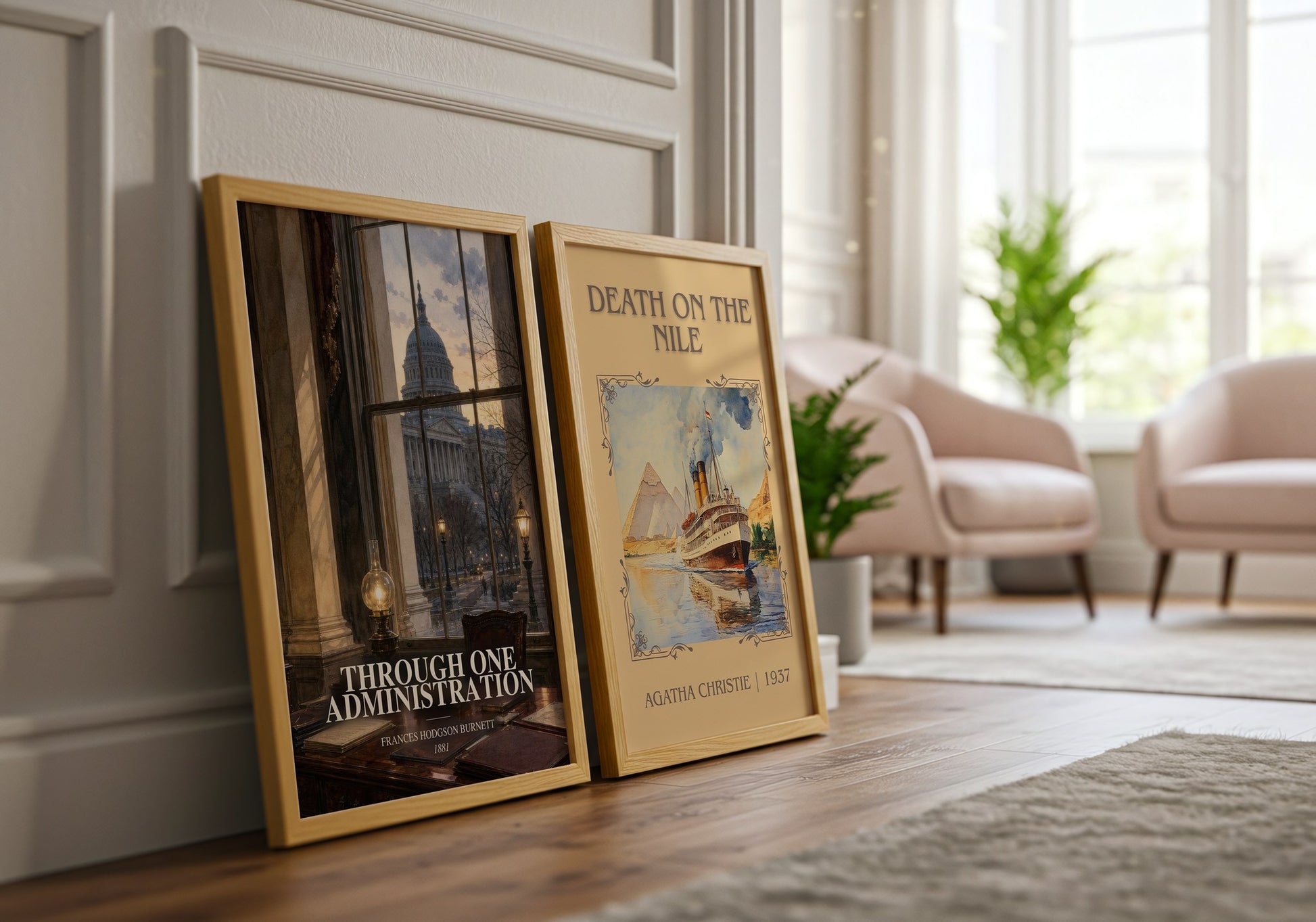 Through One Administration watercolour print framed by window – literary home decor