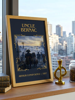 Uncle Bernac Classic Book Art Print by Arthur Conan Doyle – framed print on a city-view windowsill