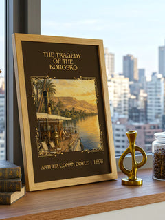 Tragedy Of The Korosko Classic Book Art Print by Arthur Conan Doyle – framed print on a city-view windowsill