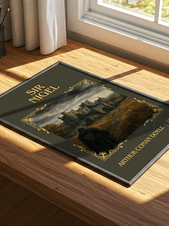 Sir Nigel Classic Book Art Print by Arthur Conan Doyle – print on a sunlit desk