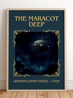 The Maracot Deep Classic Book Art Print by Arthur Conan Doyle – framed print leaning on a wooden floor