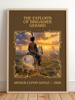 Exploits Of Brigadier Gerard Classic Book Art Print by A. Doyle – framed print leaning on a wooden floor
