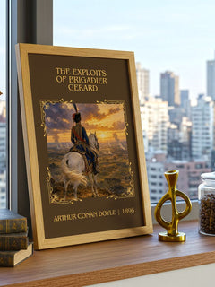Exploits Of Brigadier Gerard Classic Book Art Print by A. Doyle – framed print on a city-view windowsill