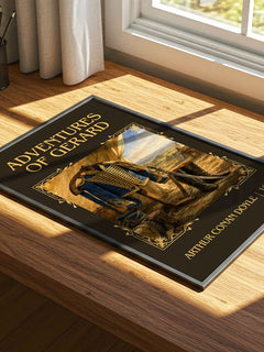 Adventures Of Gerard Classic Book Art Print by Arthur Conan Doyle – print on a sunlit desk