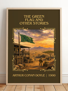 Green Flag And Other Stories Classic Book Art Print by A. Doyle – framed print leaning on a wooden floor