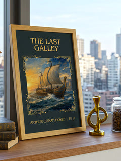 The Last Galley Classic Book Art Print by Arthur Conan Doyle – framed print on a city-view windowsill