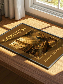 Sawdust Classic Book Art Print by Barbara Cartland – print on a sunlit desk