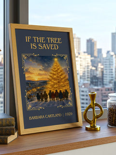 If The Tree Is Saved Classic Book Art Print by Barbara Cartland – framed print on a city-view windowsill