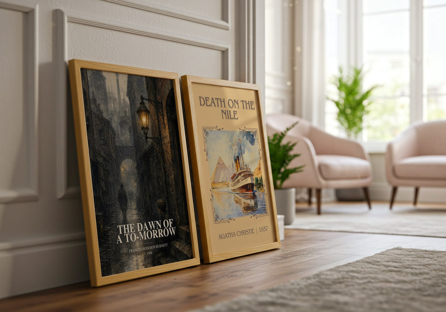 The Dawn Of A To-Morrow watercolour print framed by window – literary home decor