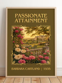 Passionate Attainment Classic Book Art Print by Barbara Cartland – framed print leaning on a wooden floor