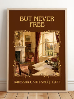 But Never Free Classic Book Art Print by Barbara Cartland – framed print leaning on a wooden floor