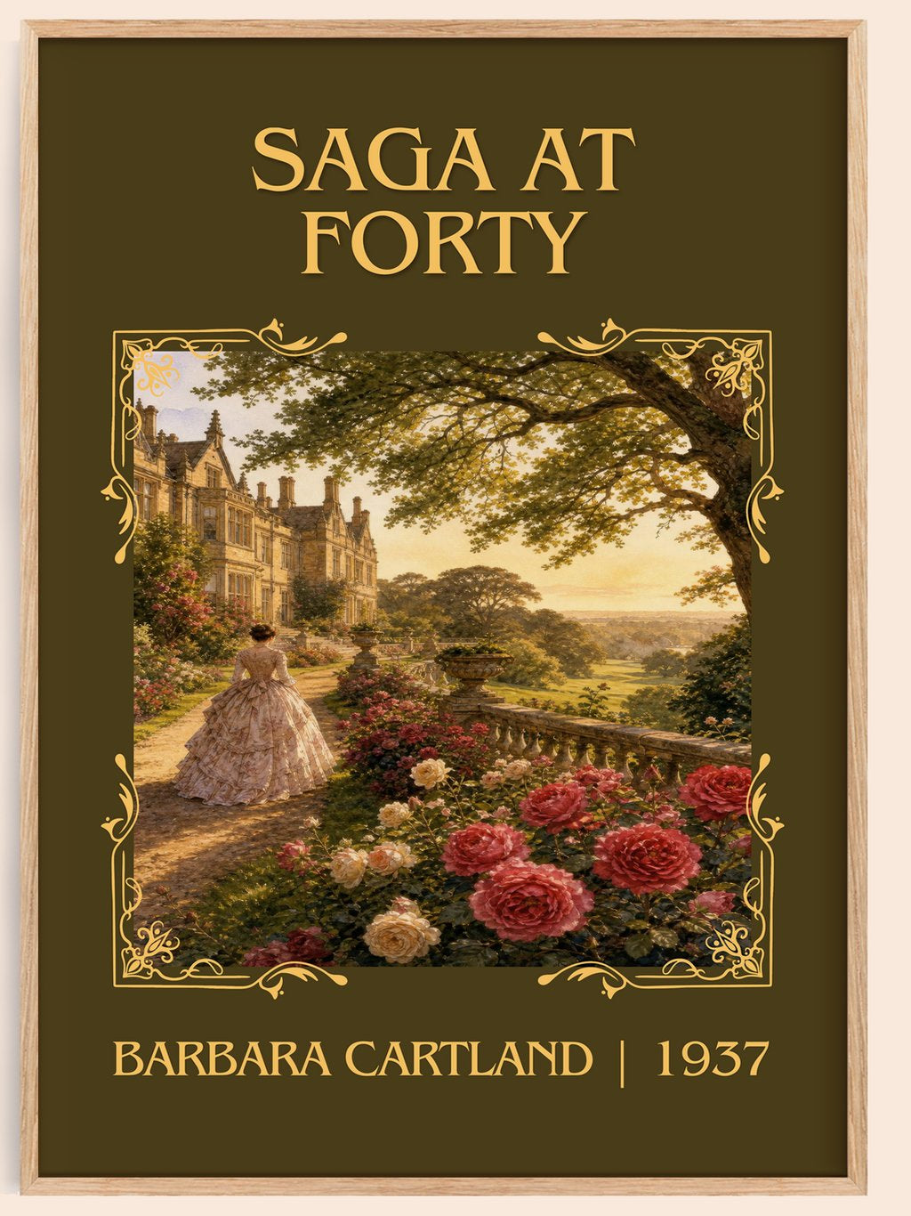 Saga At Forty Classic Book Art Print by Barbara Cartland – book poster