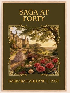 Saga At Forty Classic Book Art Print by Barbara Cartland – book poster