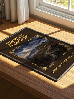 Broken Barriers Classic Book Art Print by Barbara Cartland – print on a sunlit desk