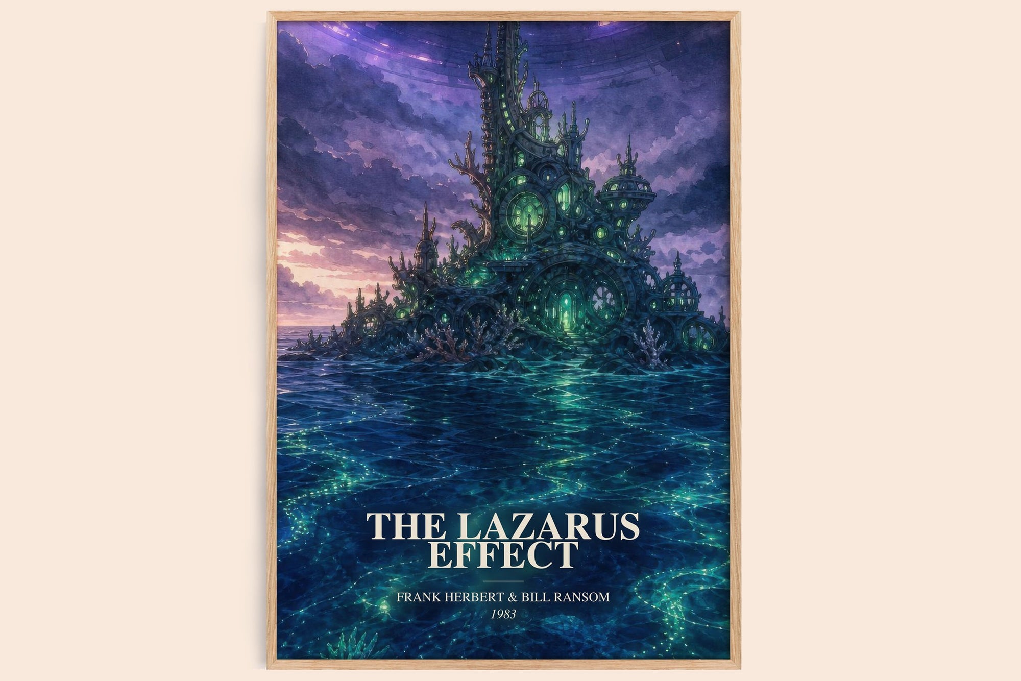 The Lazarus Effect watercolour book poster by Frank Herbert & Bill Ransom – framed literary art print