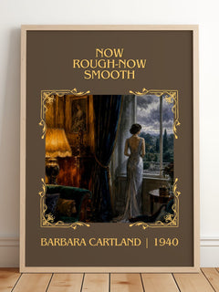Now Rough-Now Smooth Classic Book Art Print by Barbara Cartland – framed print leaning on a wooden floor