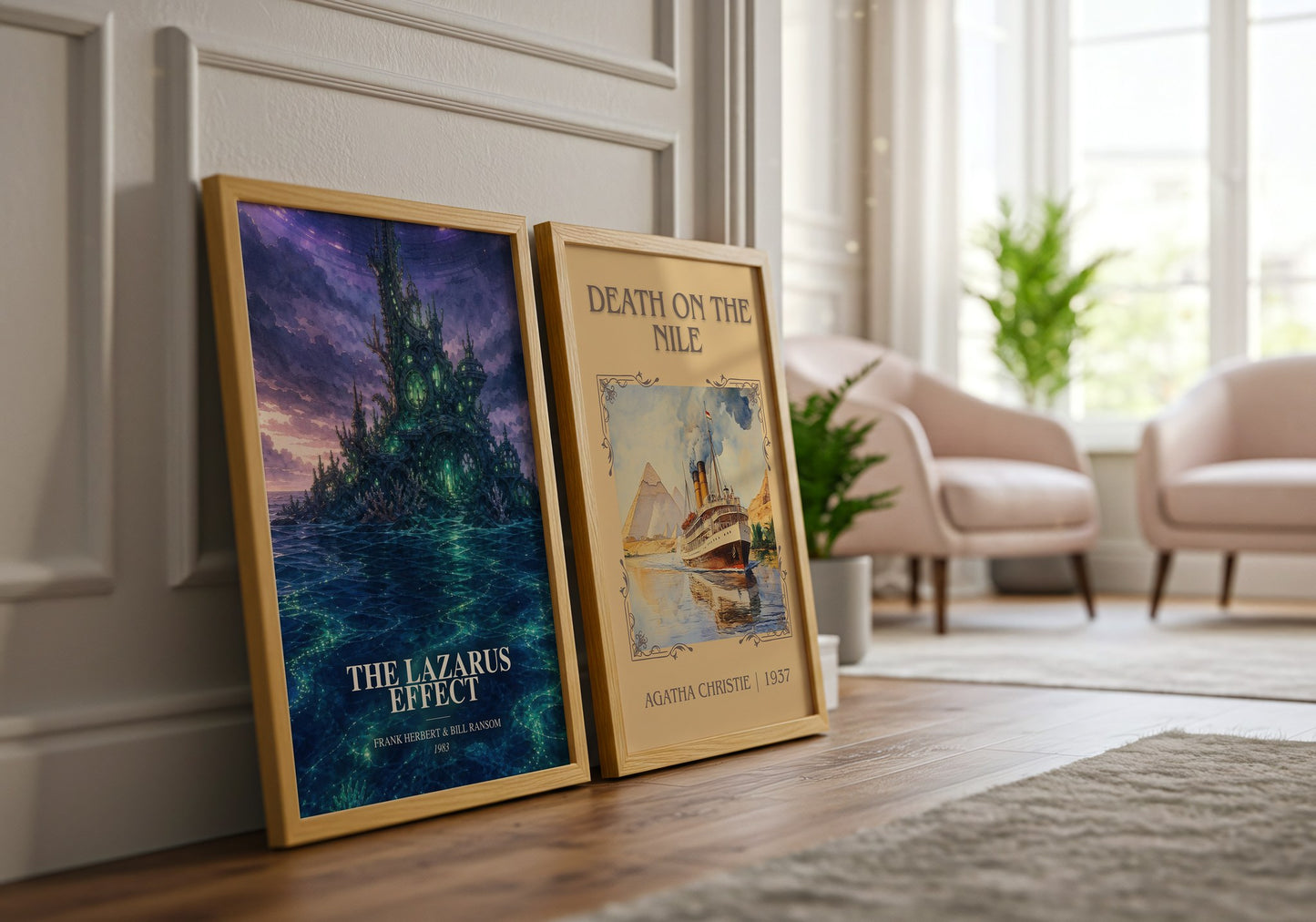 The Lazarus Effect watercolour print framed by window – literary home decor